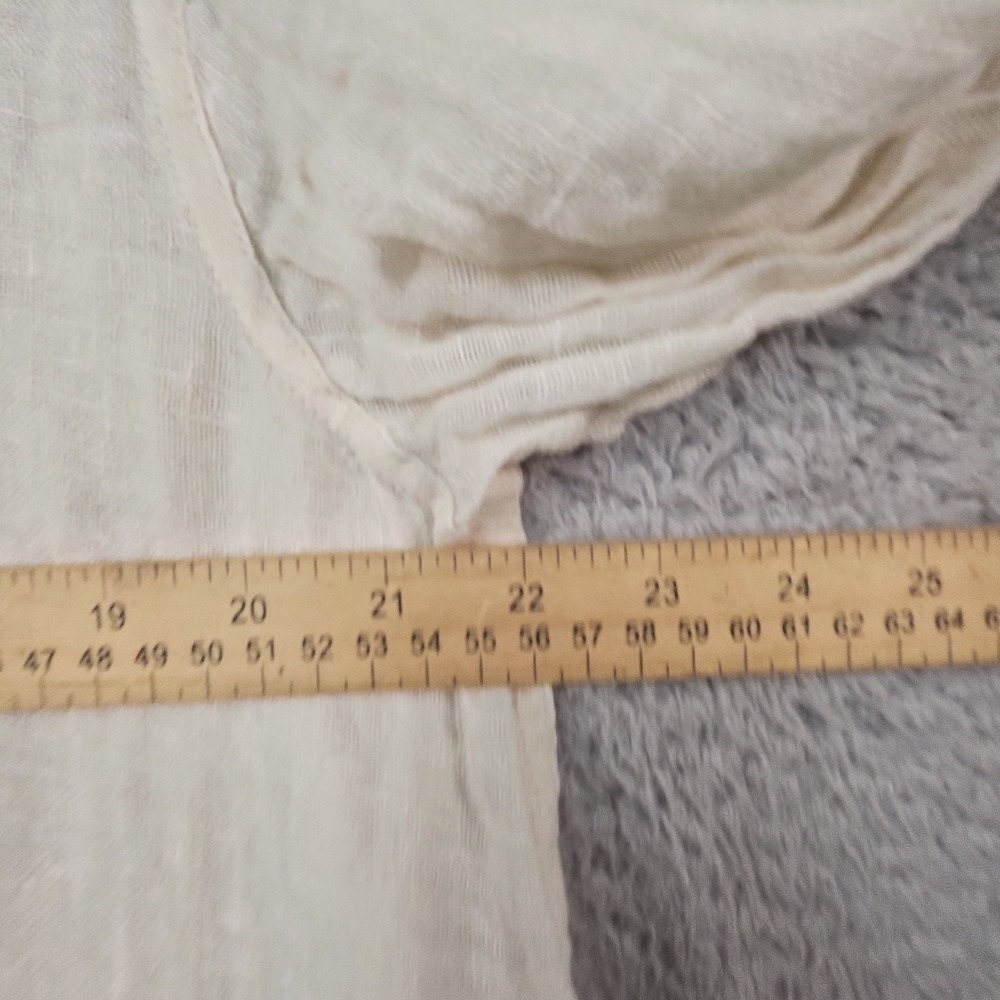 FLAX Blouse Womens L Ivory Lagenlook Coastal Shapely Lightweight Eco Swing - Picture 12 of 13